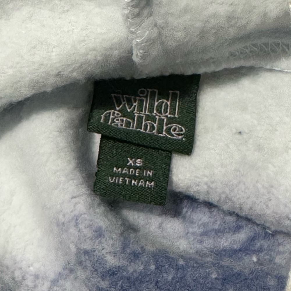 104 Wild Fable | EUC Cotton Blue White Tie-Dye Cropped Hoodie Sweatshirt (XS/S) - Picture 4 of 10